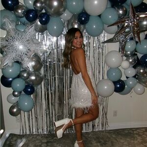 12th Tribe White Sequin Mini Dress